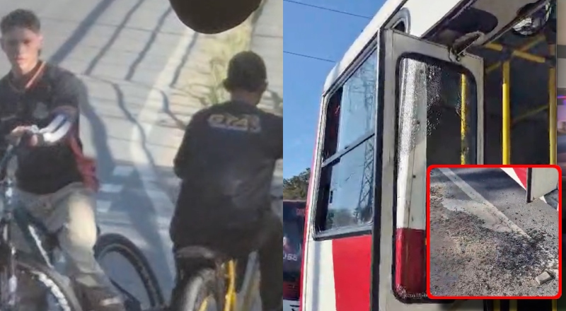 Ataque a ônibus lotado é filmado na Zona Leste de Manaus; suspeitos fugiram de bicicleta