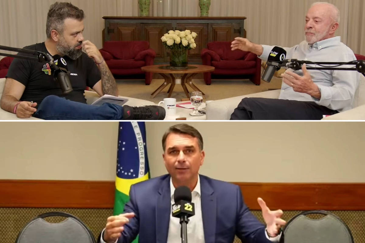 Entrevista de Lula no Flow já foi vista por 10 milhões de pessoas, e live de Flávio, por 5 milhões